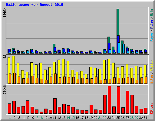 Daily usage for August 2010