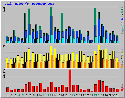 Daily usage for December 2010