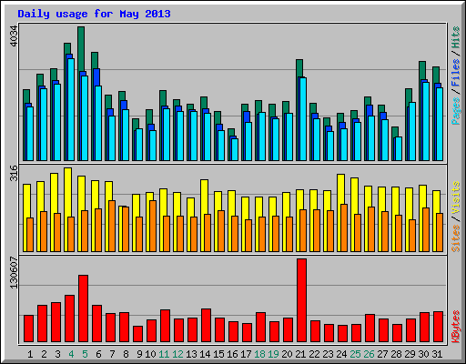 Daily usage for May 2013