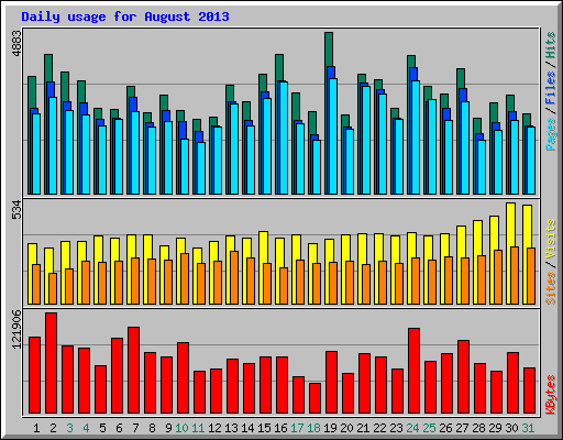 Daily usage for August 2013