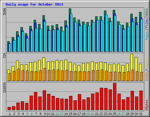 Daily usage for October 2013