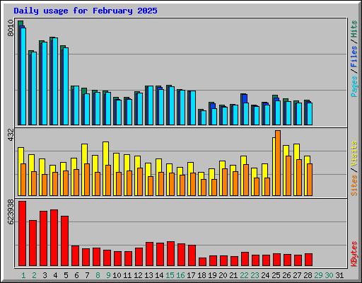 Daily usage for February 2025
