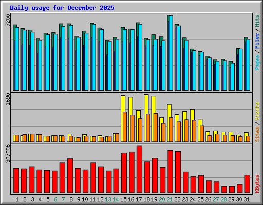 Daily usage for December 2025