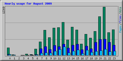 Hourly usage for August 2009