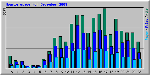 Hourly usage for December 2009