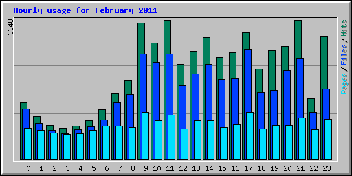 Hourly usage for February 2011