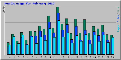 Hourly usage for February 2015